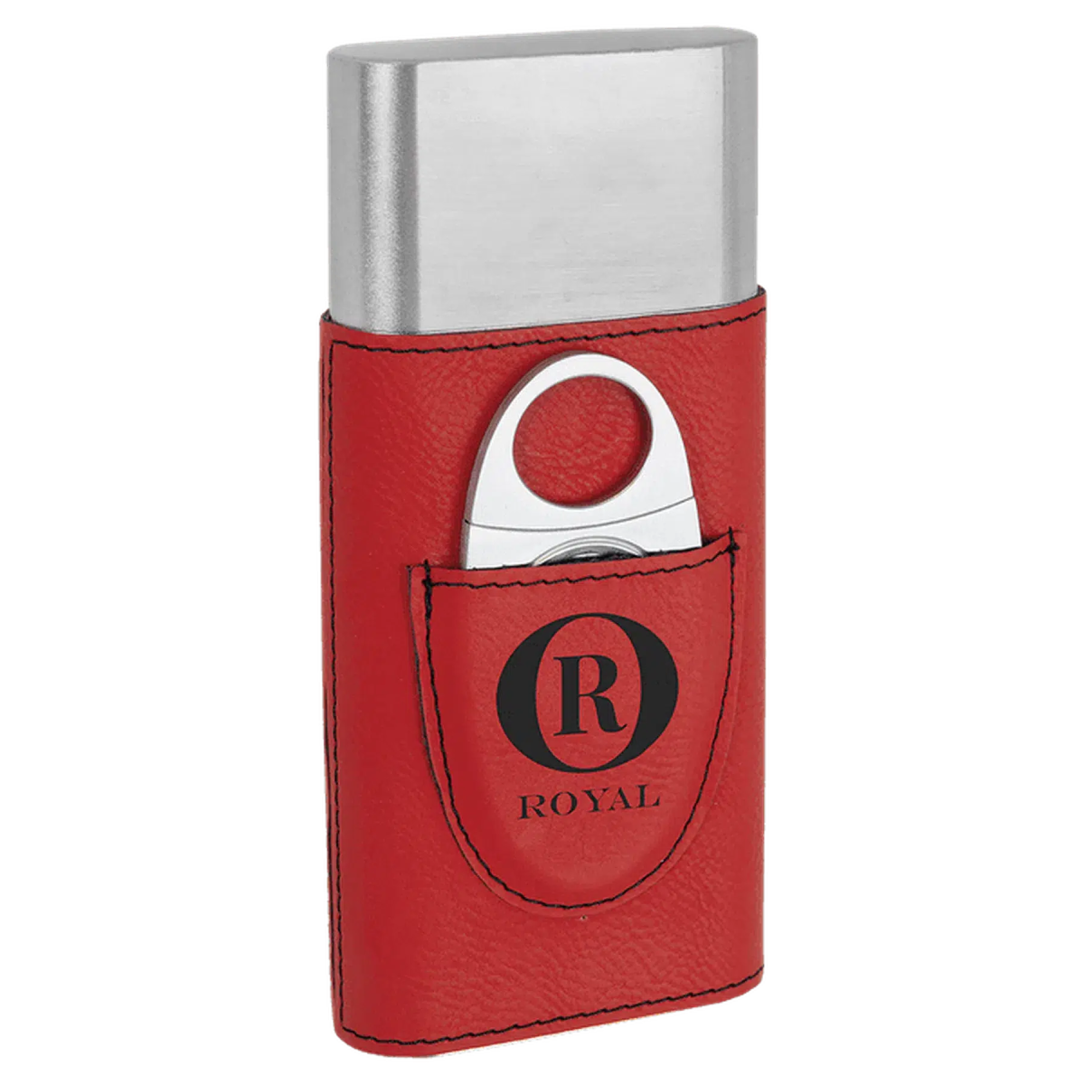 Custom Engraved Cigar Cases with Cutter in Leatherette Red / Leatherette