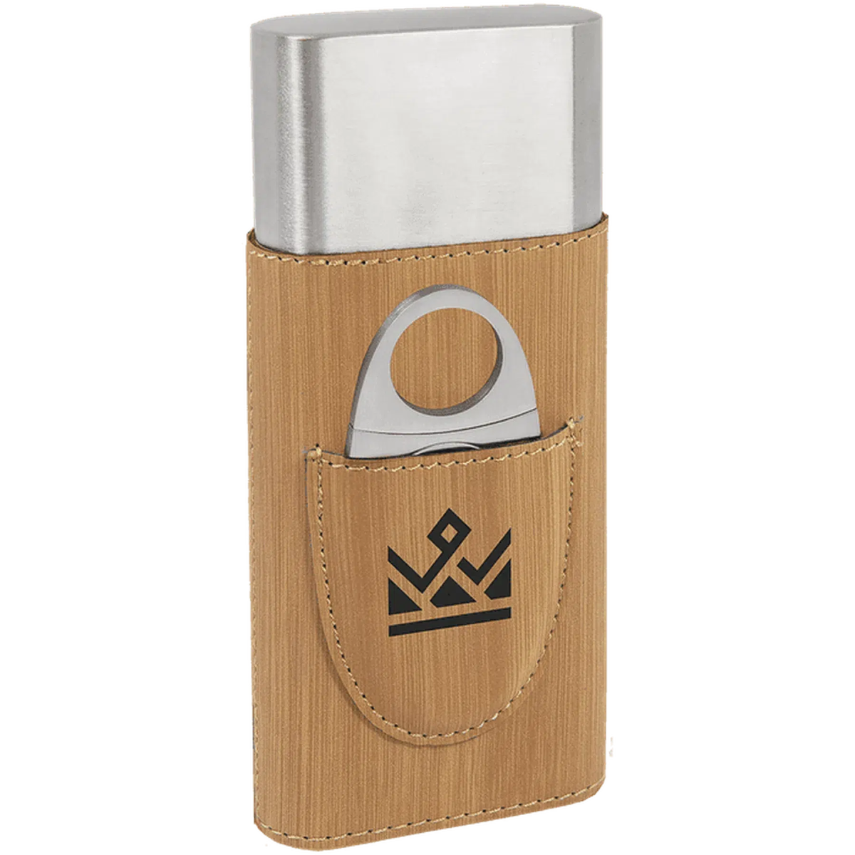 Custom Engraved Cigar Cases with Cutter in Leatherette Bamboo / Leatherette