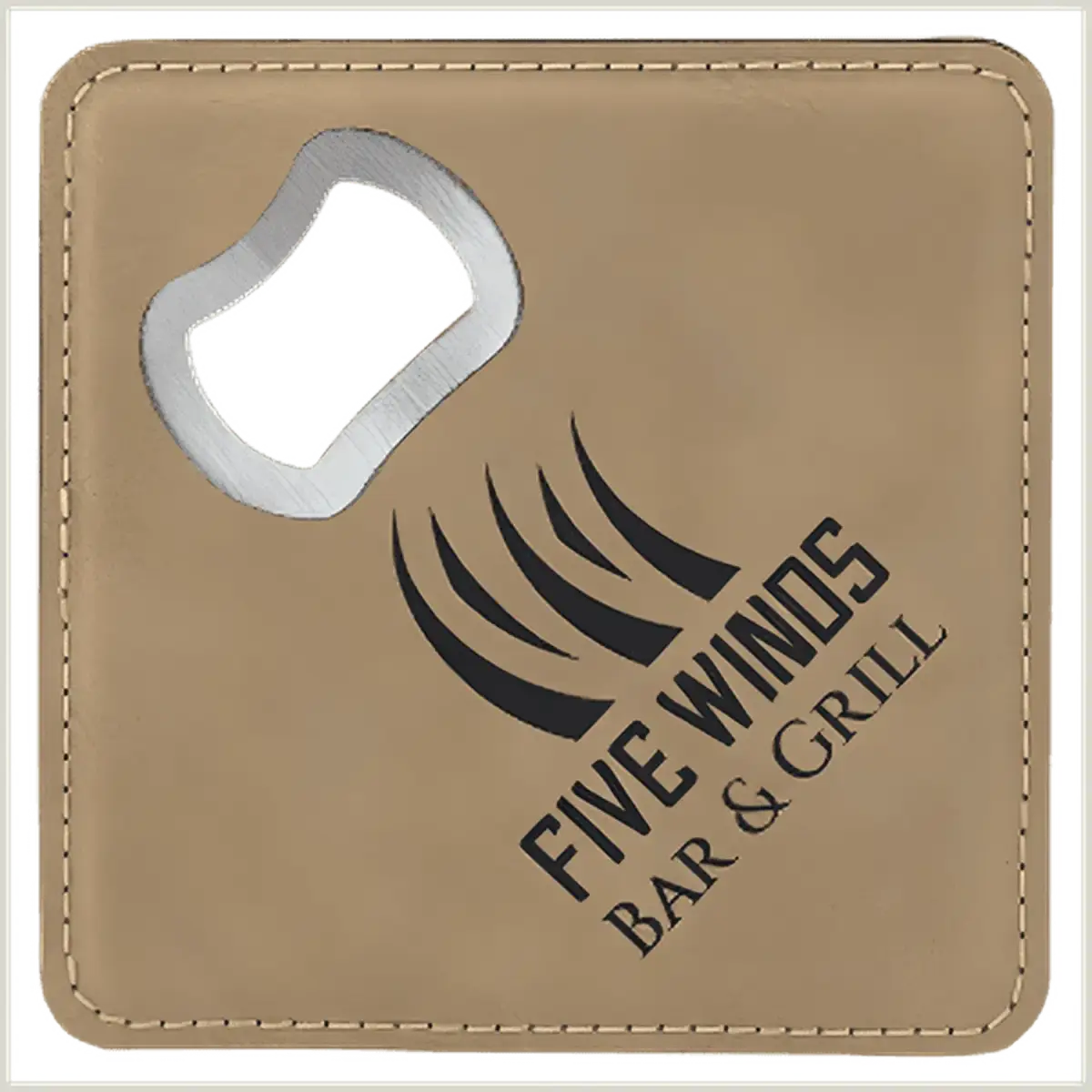 Personalized Leatherette Coaster Sets & Bottle Openers Single Coaster - Square / Gray / Leatherette