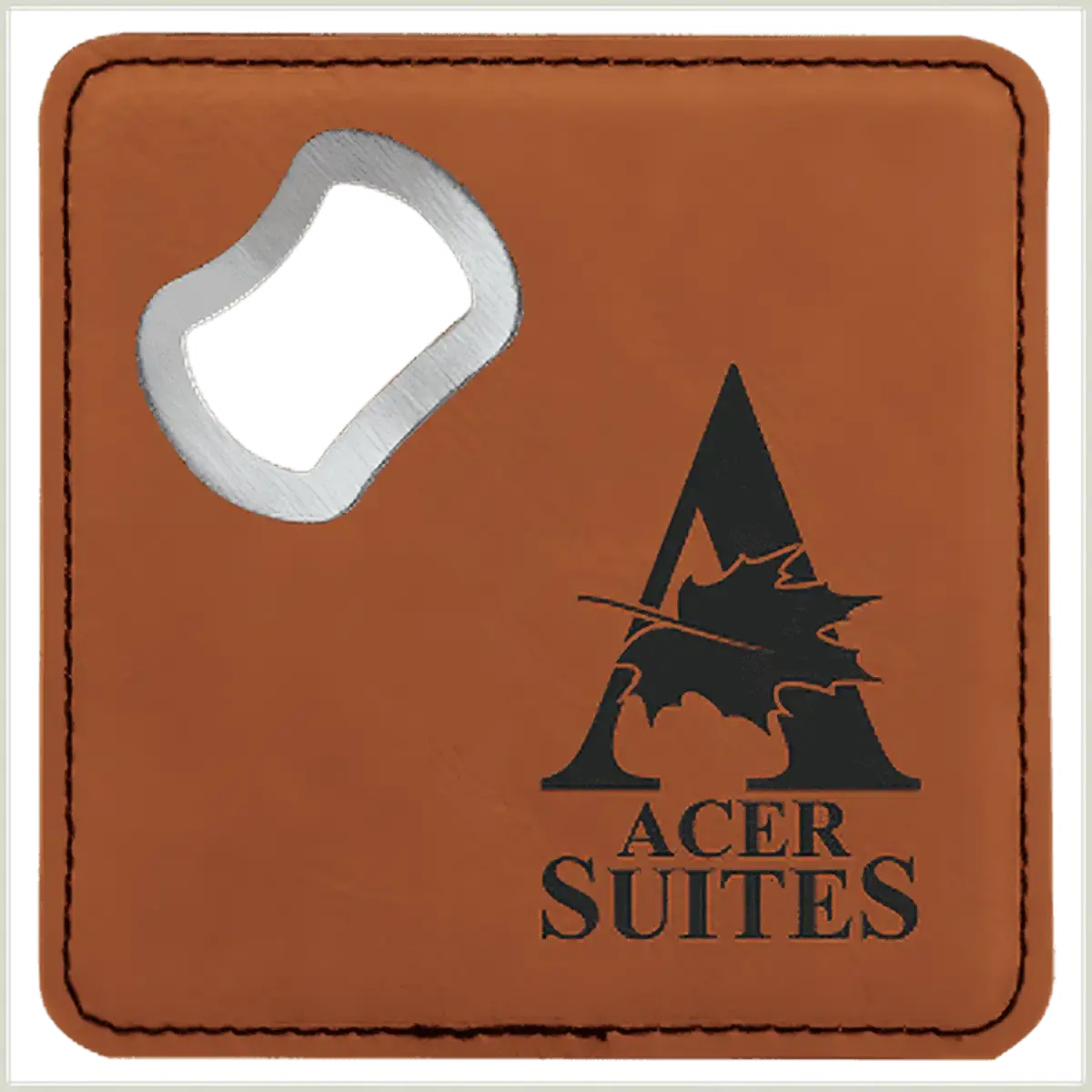 Personalized Leatherette Coaster Sets & Bottle Openers Bottle Opener Coaster / Rawhide / Leatherette