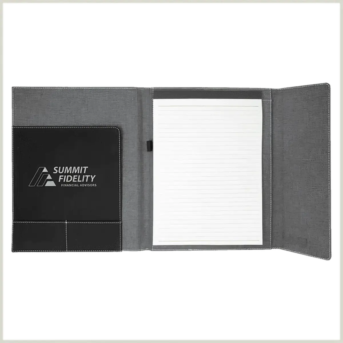 Personalized Canvas Portfolios - With Notepad and Magnetic Closure 7" x 9" / Gray Canvas / Rawhide