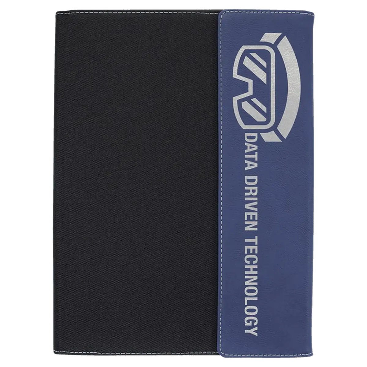 Personalized Canvas Portfolios - With Notepad and Magnetic Closure 7" x 9" / Black Canvas / Blue/Silver