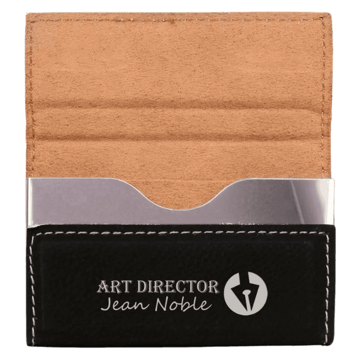 Personalized Business Card Case - Hard Shell and Magnetic Closure Black/Silver