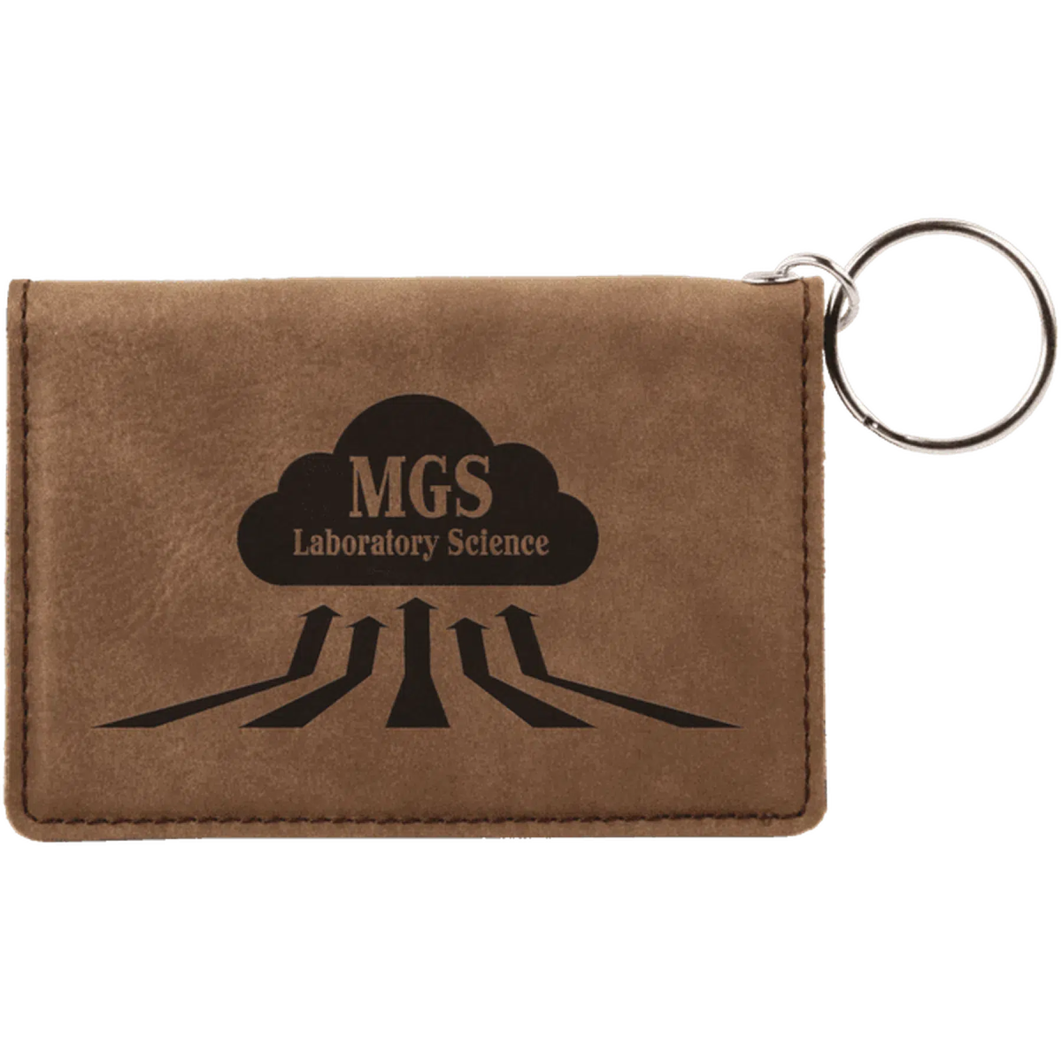 Personalized Card and ID Holder Keychain in Leathrette Colors Dark Brown / 4 1/4"(L) x 3"(H) / Leatherette