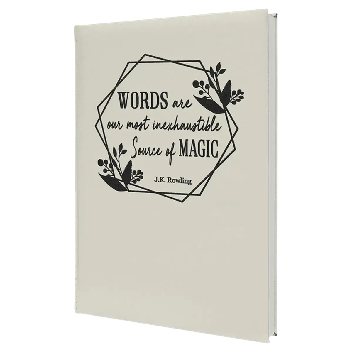 Personalized Writing Journals in Leatherette, Cork, or Canvas Small Journal / White / Leatherette