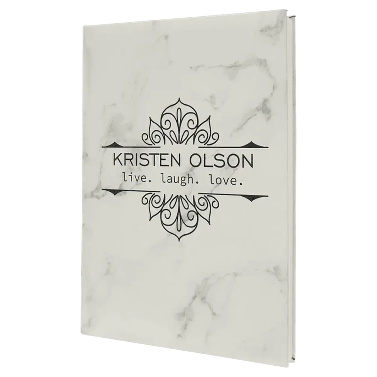 Personalized Writing Journals in Leatherette, Cork, or Canvas Small Journal / White Marble / Leatherette
