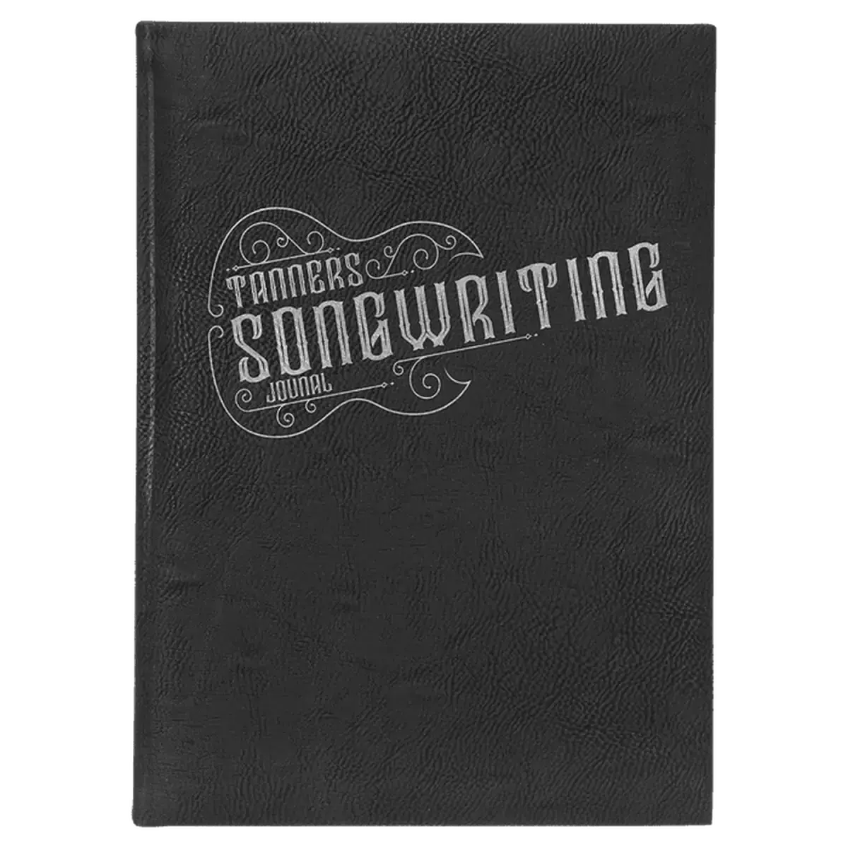 Personalized Writing Journals in Leatherette, Cork, or Canvas Small Journal / Black/Silver / Leatherette