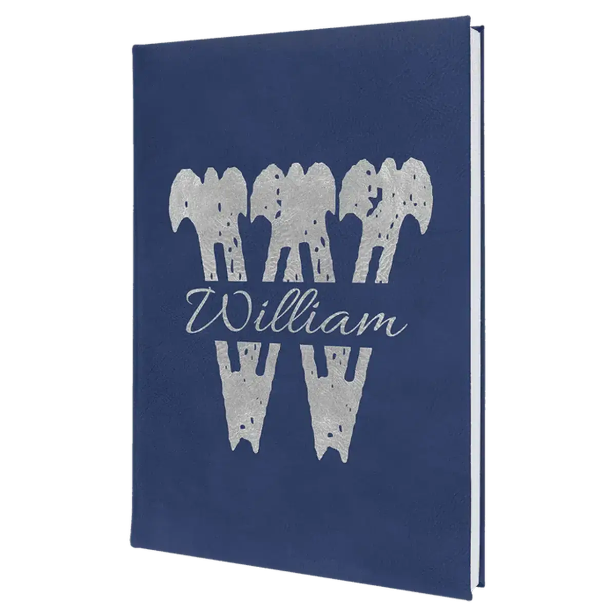 Personalized Writing Journals in Leatherette, Cork, or Canvas Small Journal / Blue/Silver / Leatherette