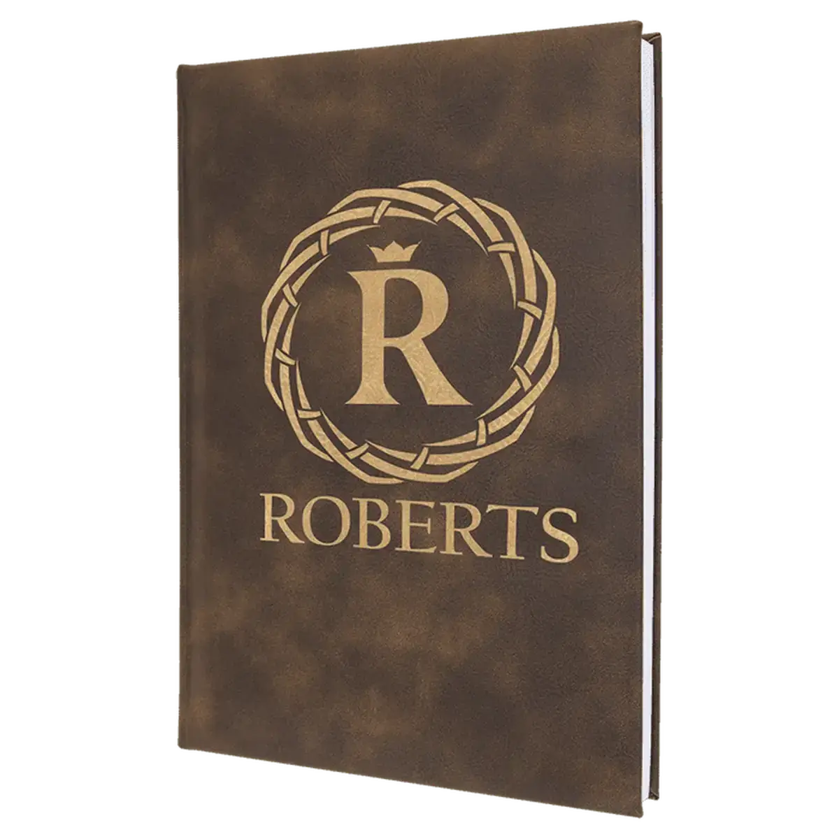 Personalized Writing Journals in Leatherette, Cork, or Canvas Small Journal / Rustic/Gold / Leatherette