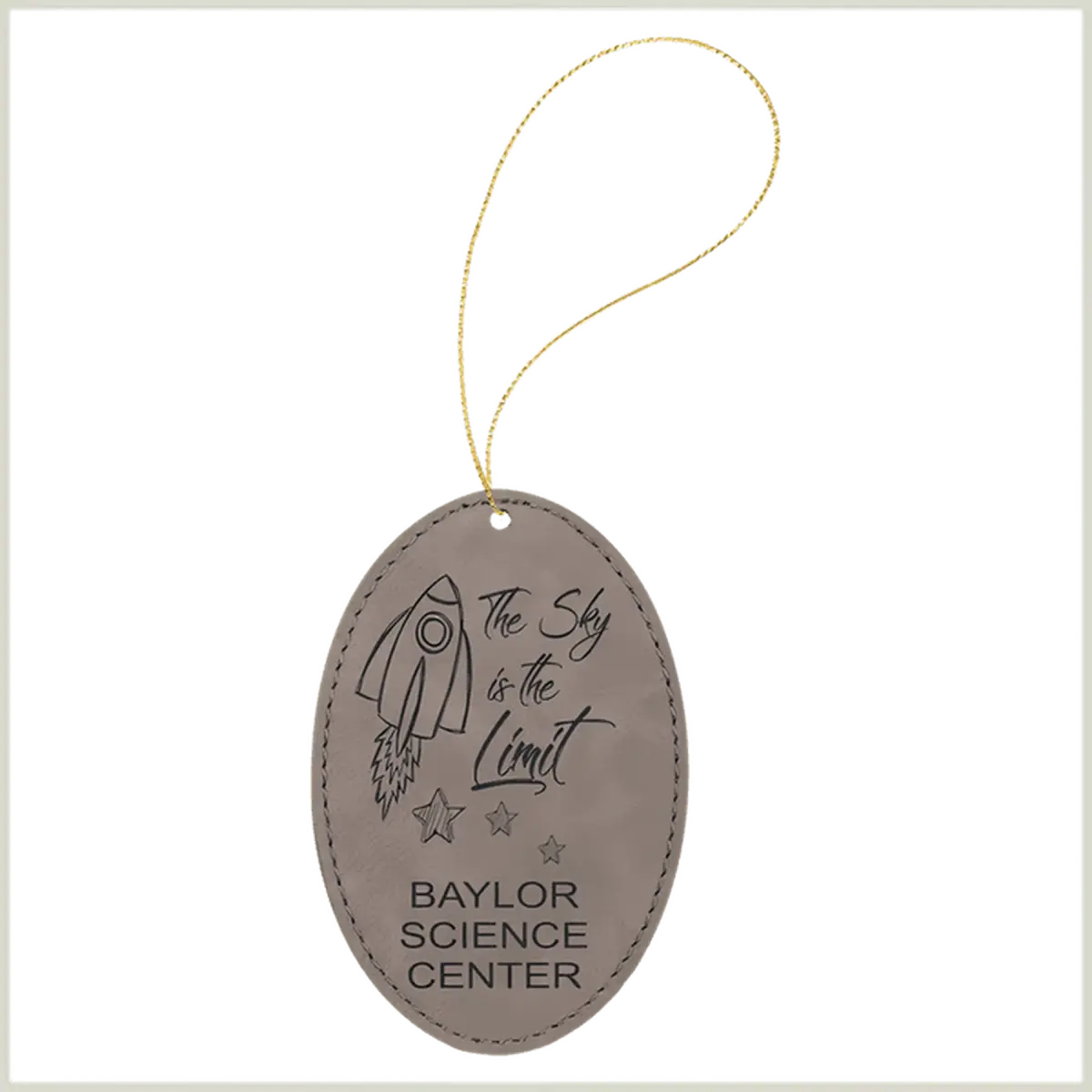 Personalized Leatherette Ornaments – Star, Tree & Sport Shapes Oval / Gray / Leatherette