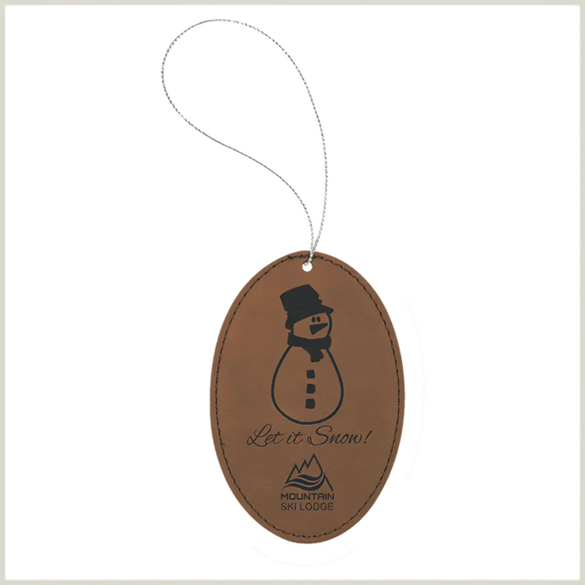 Personalized Leatherette Ornaments – Star, Tree & Sport Shapes Oval / Dark Brown / Leatherette