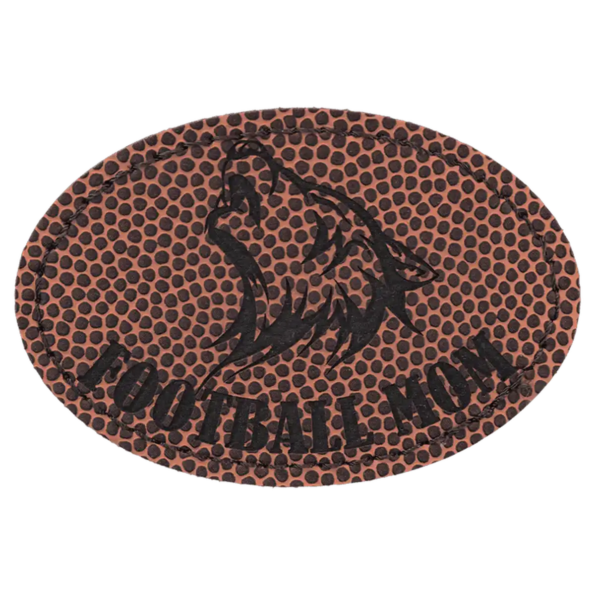 Personalized Patches in Self-Adhesive Leatherette - Oval Shape 3" x 2" / Football