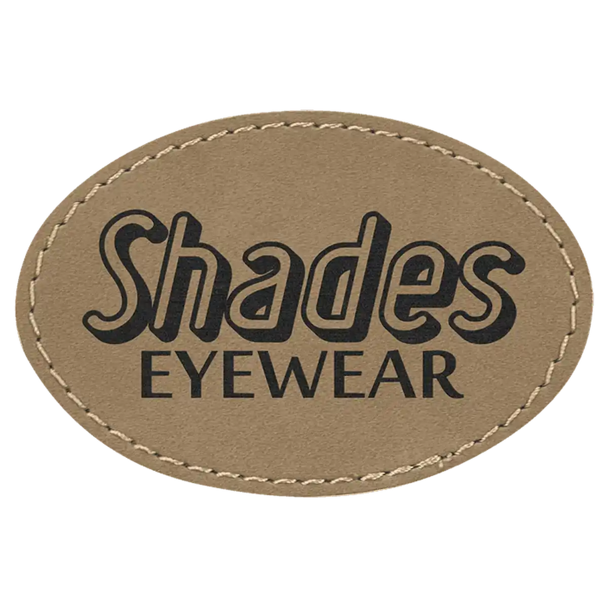 Personalized Patches in Self-Adhesive Leatherette - Oval Shape / Light Brown