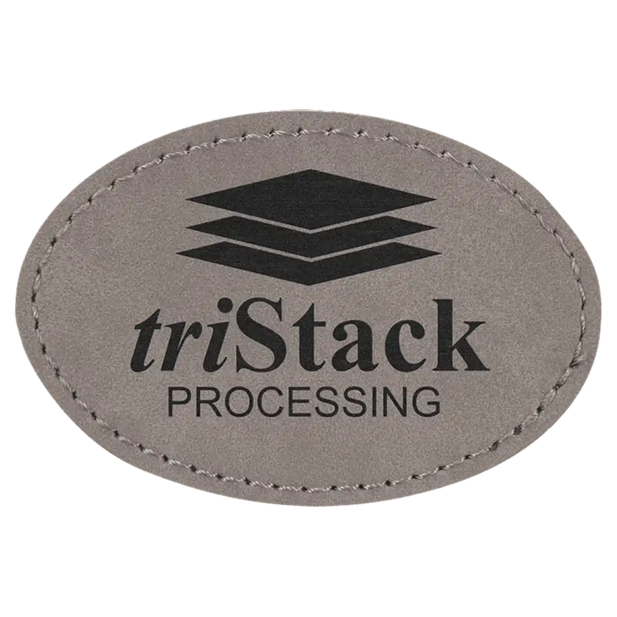 Personalized Patches in Self-Adhesive Leatherette - Oval Shape / Gray