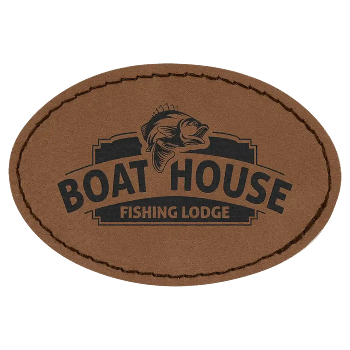 Personalized Patches in Self-Adhesive Leatherette - Oval Shape/ Dark Brown