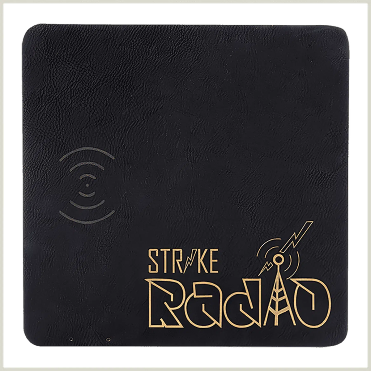 Personalized Leatherette Phone Charging Mat for Desks & Offices Black/Gold / 8" x 8"