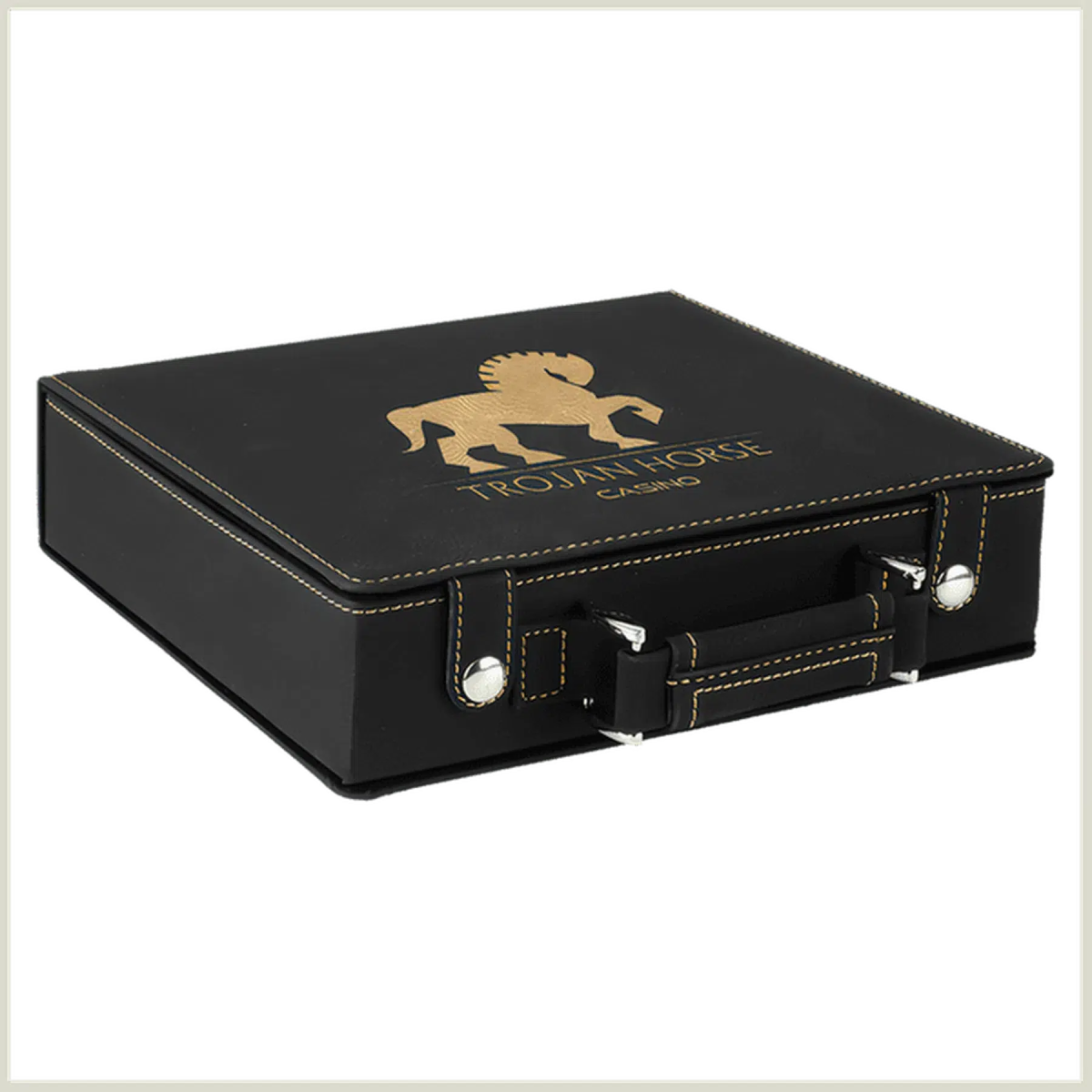 Personalized Poker Set in Leatherette Carry Case - 100 chips, 2 Card Decks Football / Football Leatherette / 100