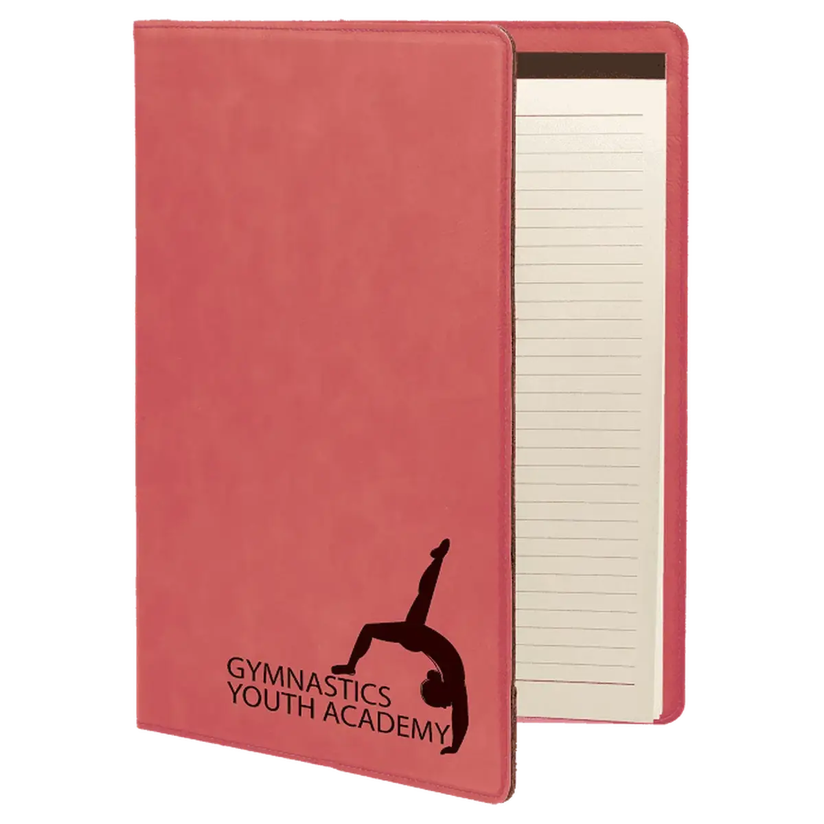 Personalized Professional Portfolios – Zippered & Classic Styles with Notepad 7" x 9" / Open / Pink