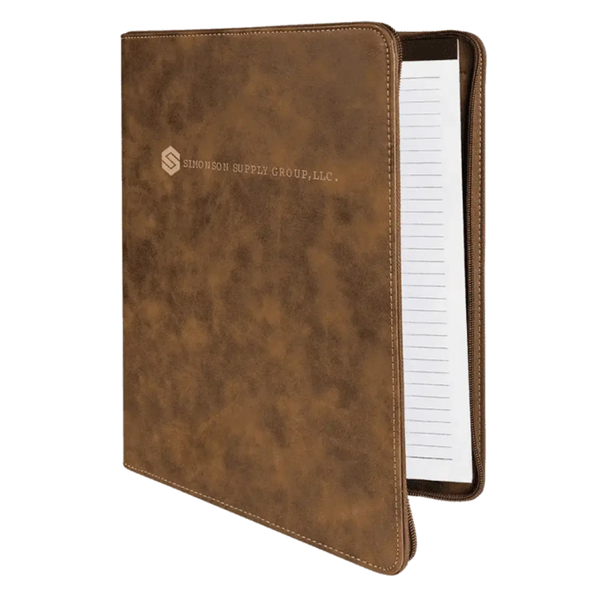 Personalized Professional Portfolios – Zippered & Classic Styles with Notepad 9 1/2" x 12" / Zipper / Rustic/Gold
