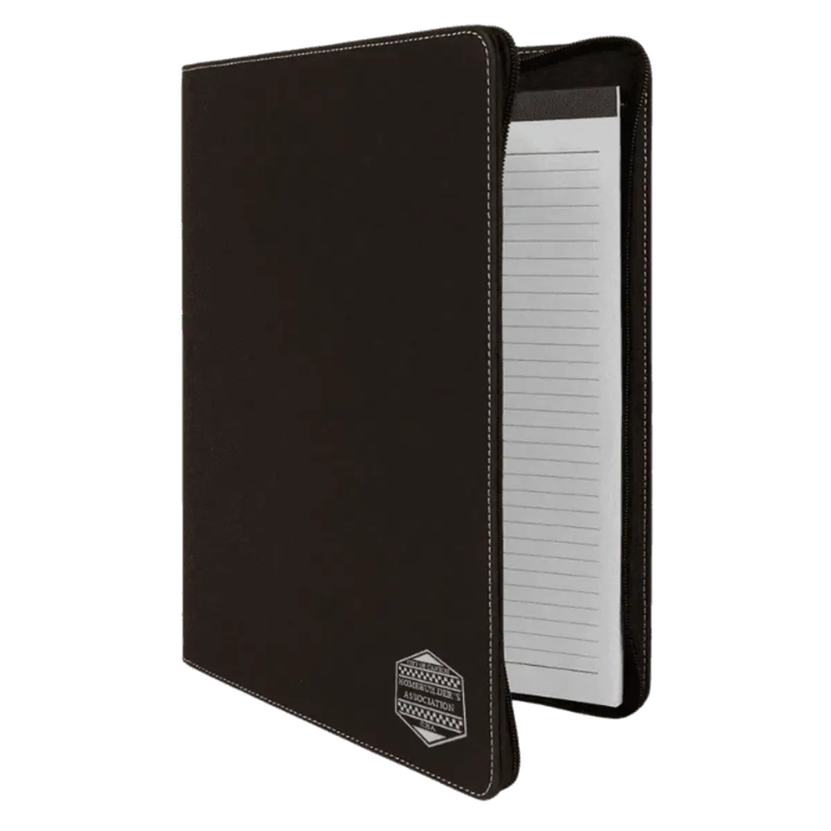 Personalized Professional Portfolios – Zippered & Classic Styles with Notepad 9 1/2" x 12" / Zipper / Black/Silver