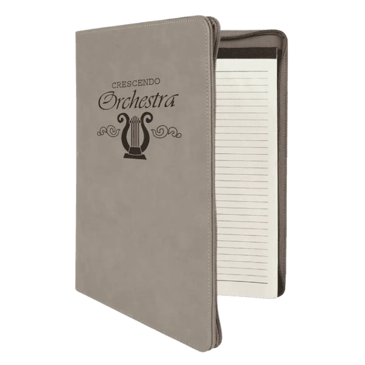 Personalized Professional Portfolios – Zippered & Classic Styles with Notepad 9 1/2" x 12" / Zipper / Gray
