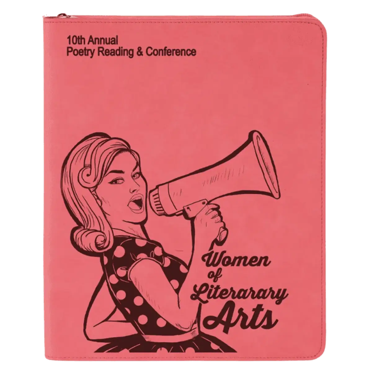 Personalized Professional Portfolios – Zippered & Classic Styles with Notepad 9 1/2" x 12" / Zipper / Pink