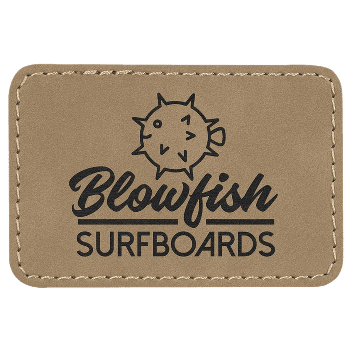 Personalized Patches in Self-Adhesive Leatherette - Rectangle Shape 3" x 2" / Light Brown