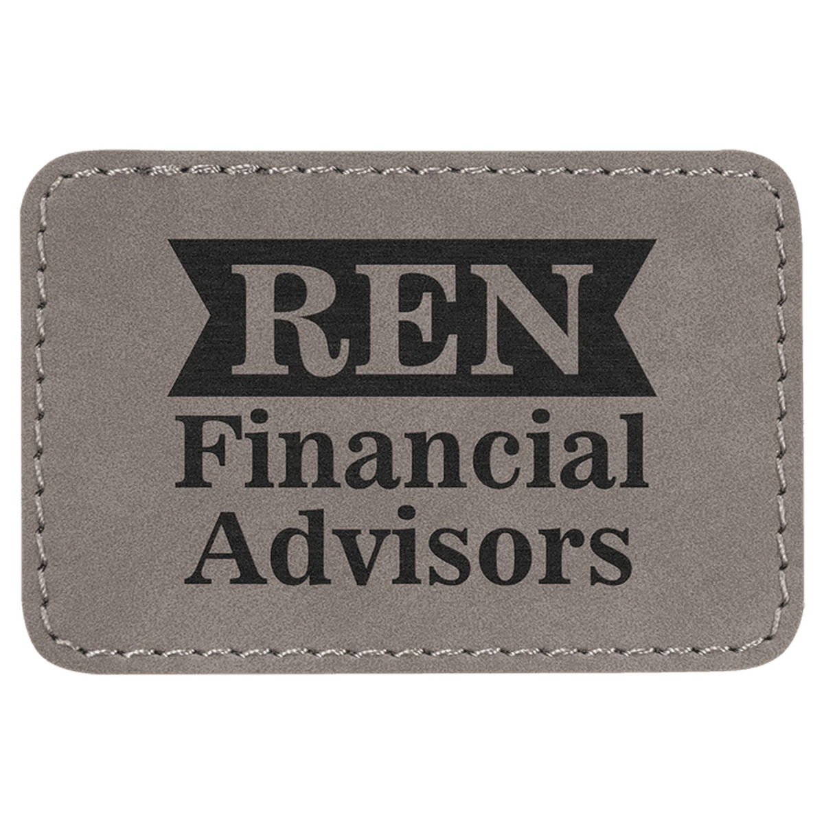 Personalized Patches in Self-Adhesive Leatherette - Rectangle Shape 3" x 2" / Gray