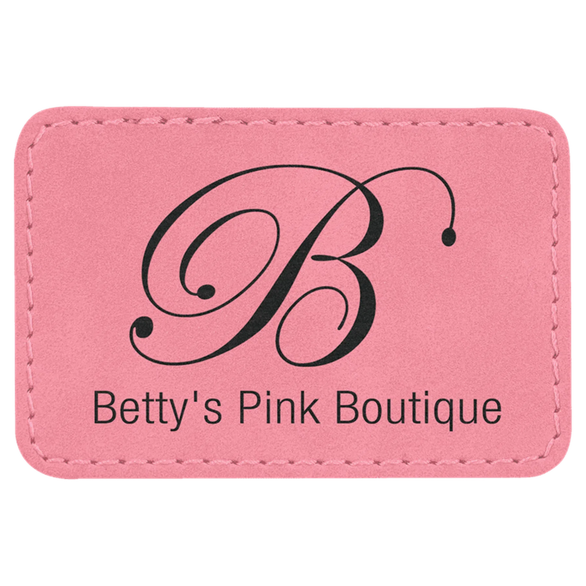 Personalized Patches in Self-Adhesive Leatherette - Rectangle Shape 3" x 2" / Pink