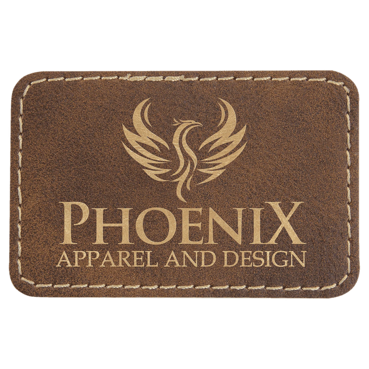 Personalized Patches in Self-Adhesive Leatherette - Rectangle Shape 3" x 2" / Rustic/Gold