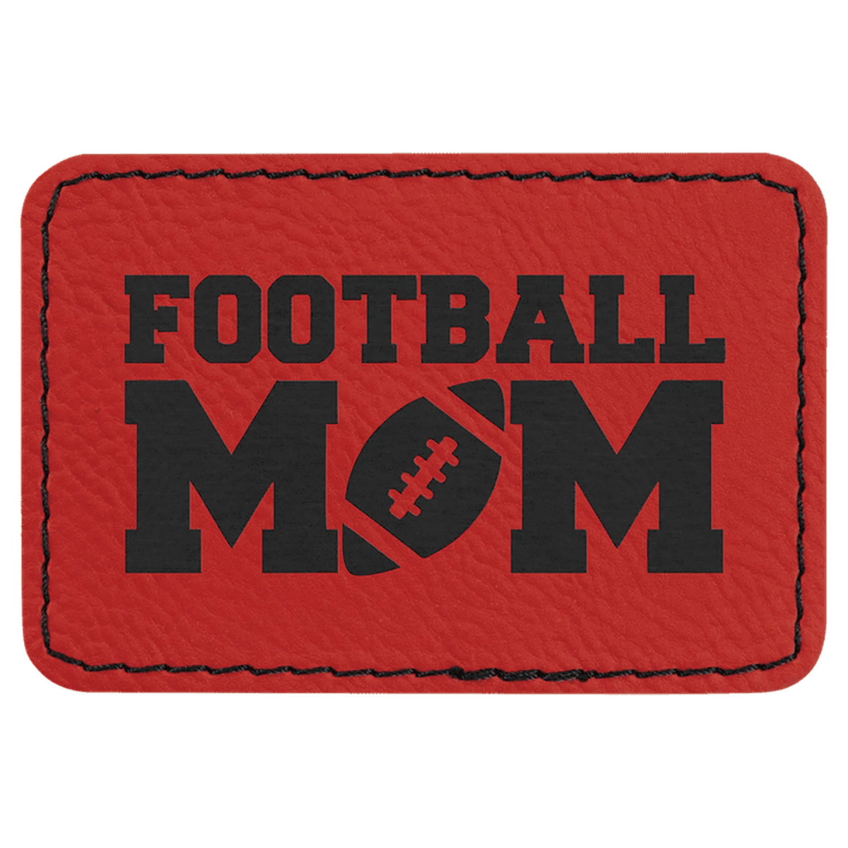 Personalized Patches in Self-Adhesive Leatherette - Rectangle Shape 3" x 2" / Red