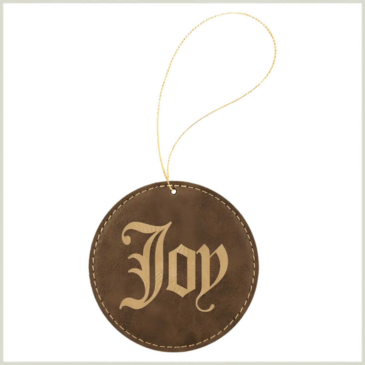 Leatherette Round Ornament (Various Colors) Rustic/Gold