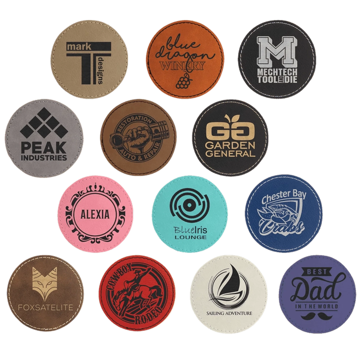 Personalized Patches in Self-Adhesive Leatherette - Round Shape 3