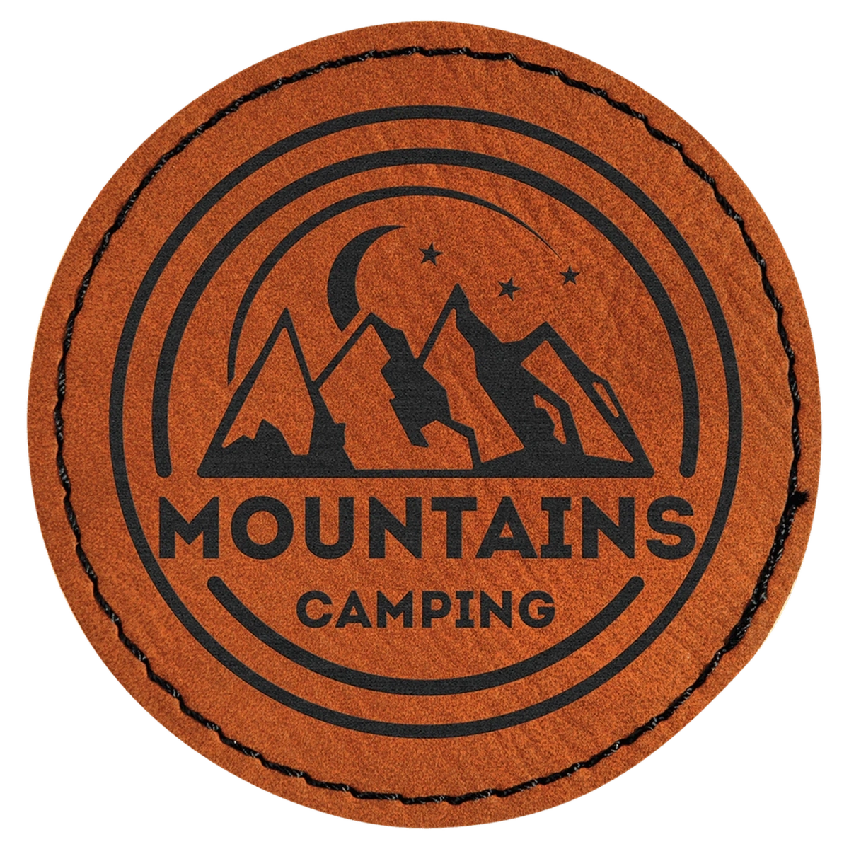 Personalized Patches in Self-Adhesive Leatherette - Round Shape 2 1/2" / Rawhide