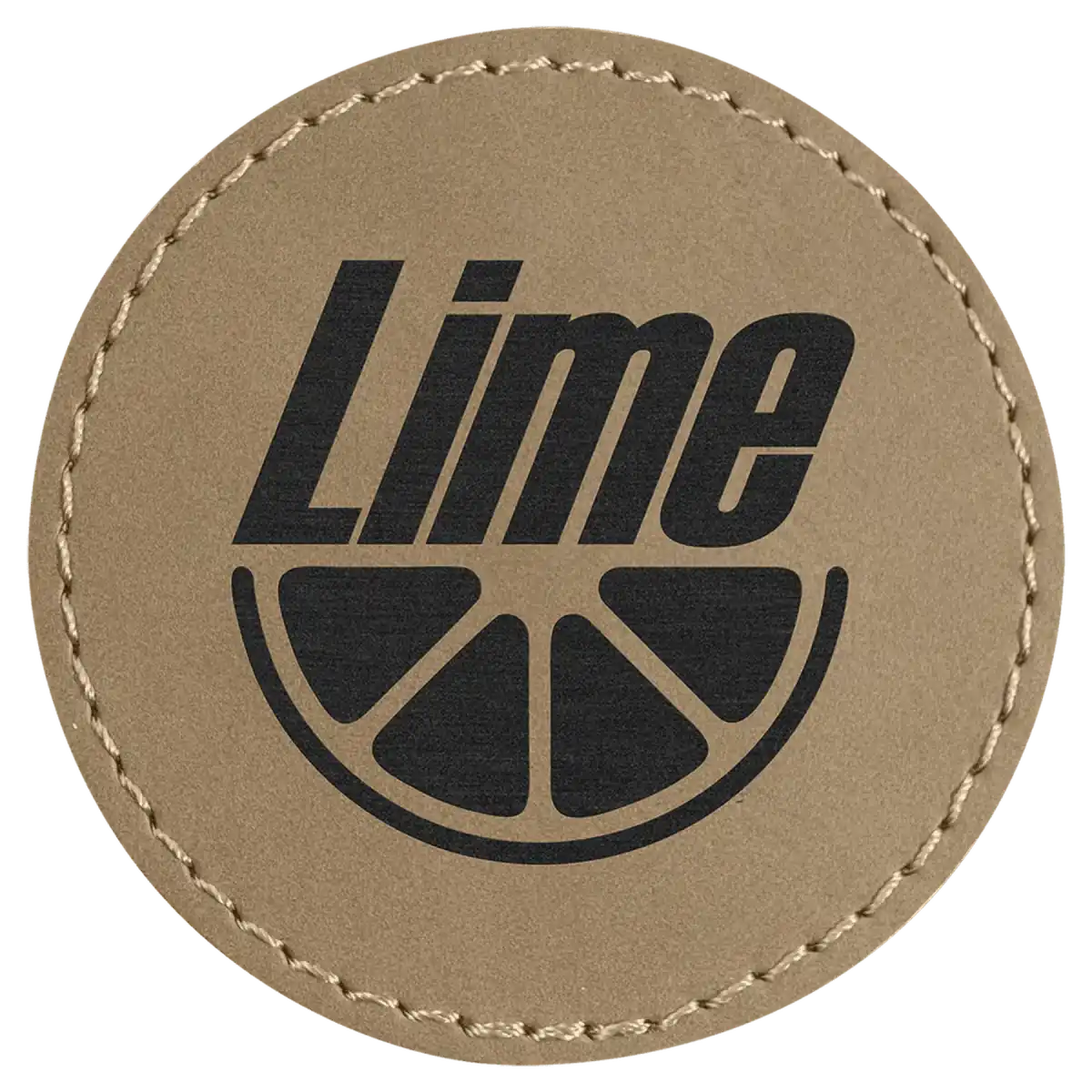 Personalized Patches in Self-Adhesive Leatherette - Round Shape 2 1/2" / Rawhide