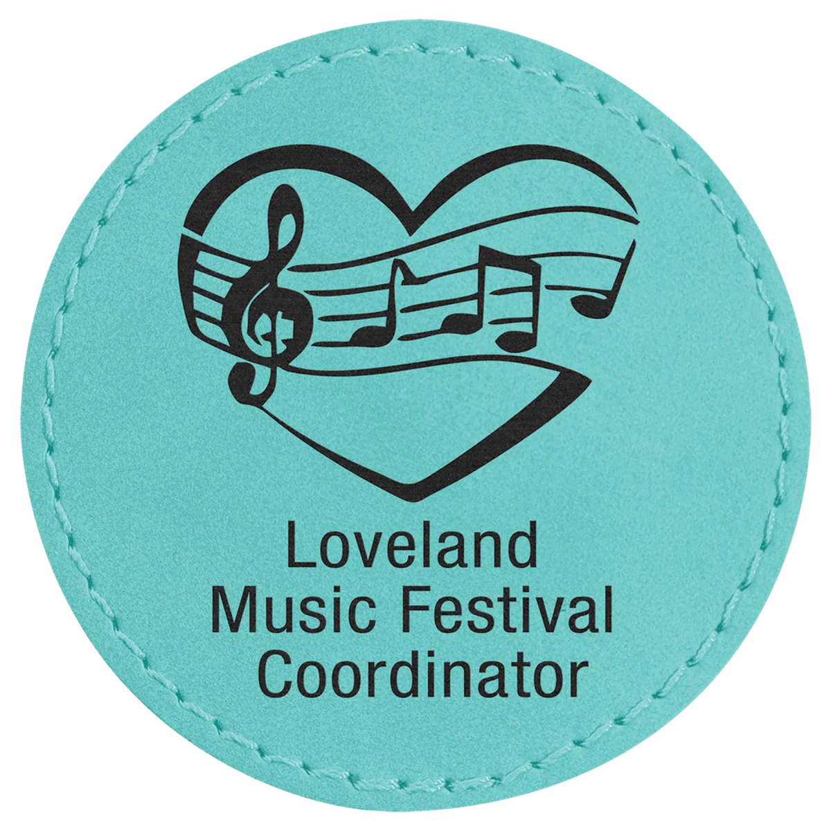 Personalized Patches in Self-Adhesive Leatherette - Round Shape 2 1/2" / Teal