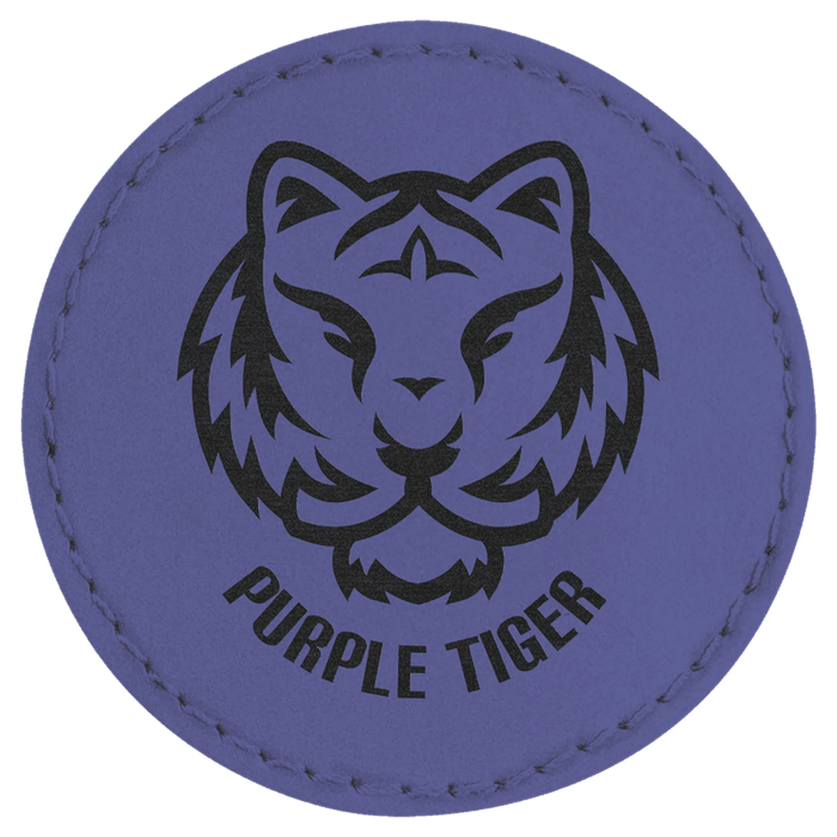 Personalized Patches in Self-Adhesive Leatherette - Round Shape 2 1/2" / Purple