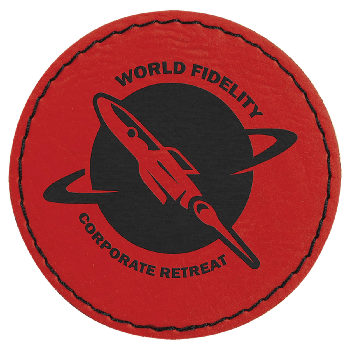 Personalized Patches in Self-Adhesive Leatherette - Round Shape 2 1/2" / Red