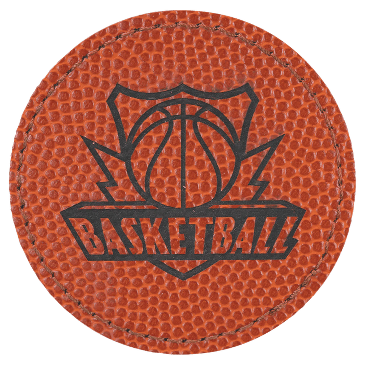 Personalized Patches in Self-Adhesive Leatherette - Round Shape 2 1/2" / Basketball