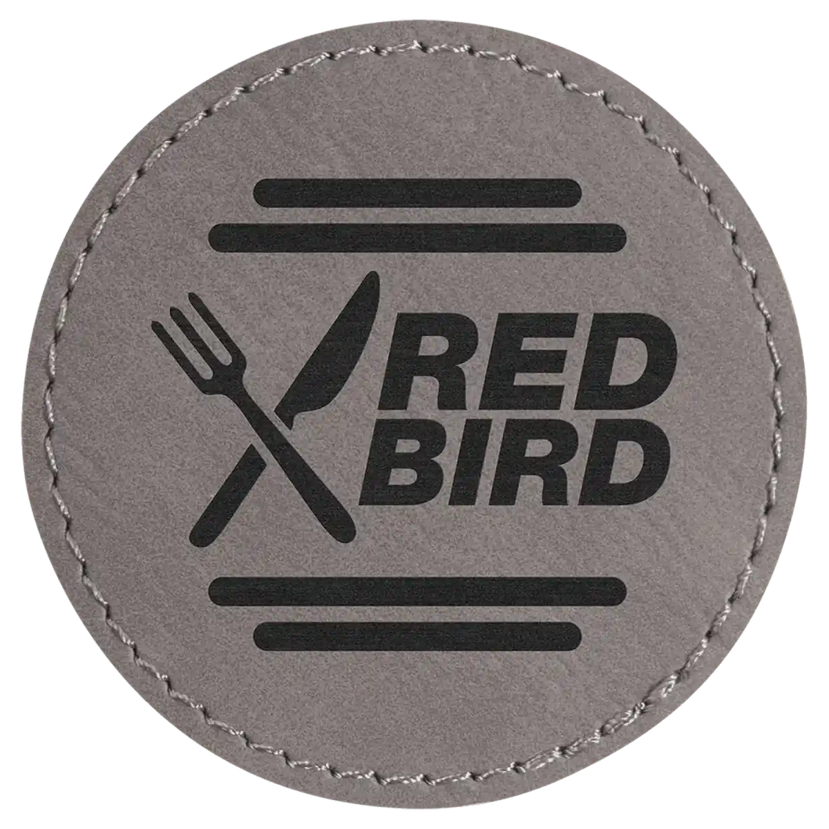 Personalized Patches in Self-Adhesive Leatherette - Round Shape 2 1/2" / Gray