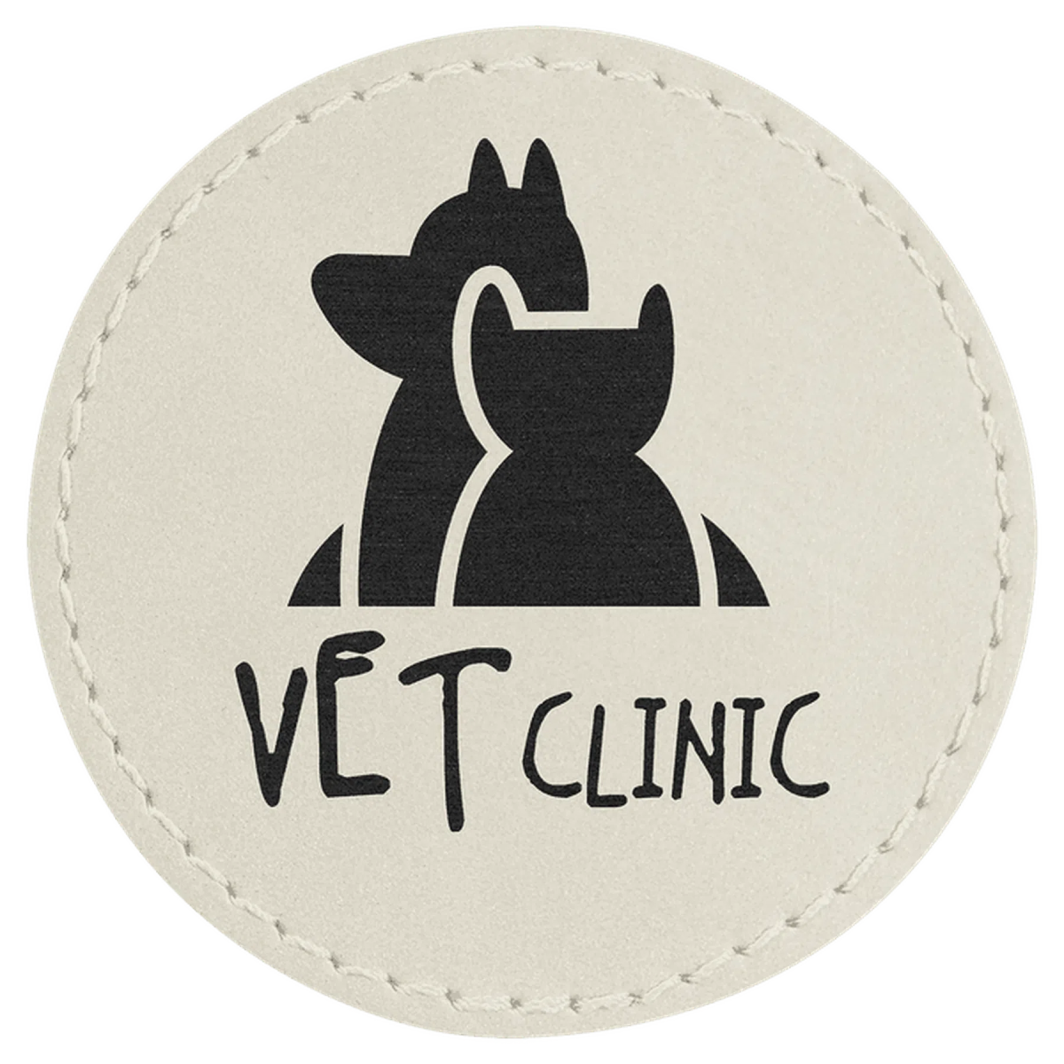 Personalized Patches in Self-Adhesive Leatherette - Round Shape 2 1/2" / White