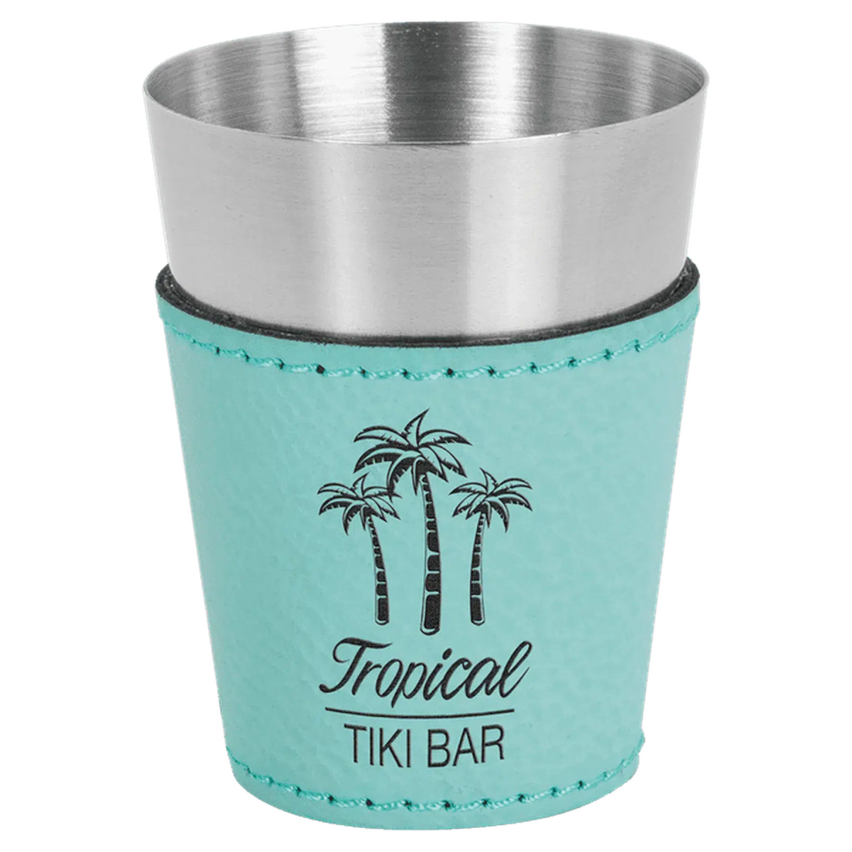 Personalized Shot Glasses with Leatherette Wrap Teal