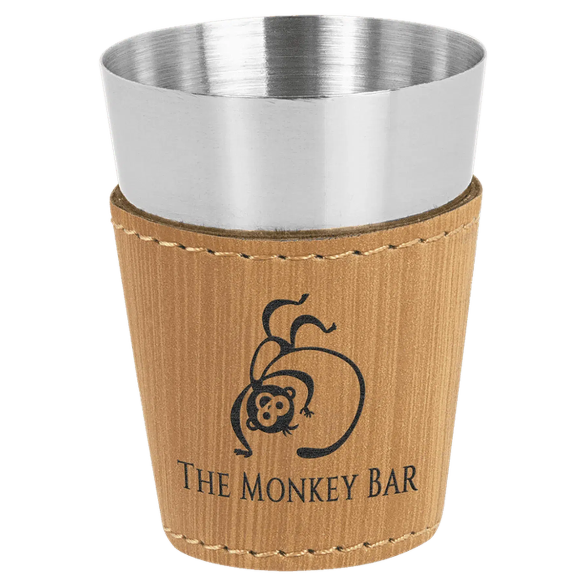 Personalized Shot Glasses with Leatherette Wrap Bamboo