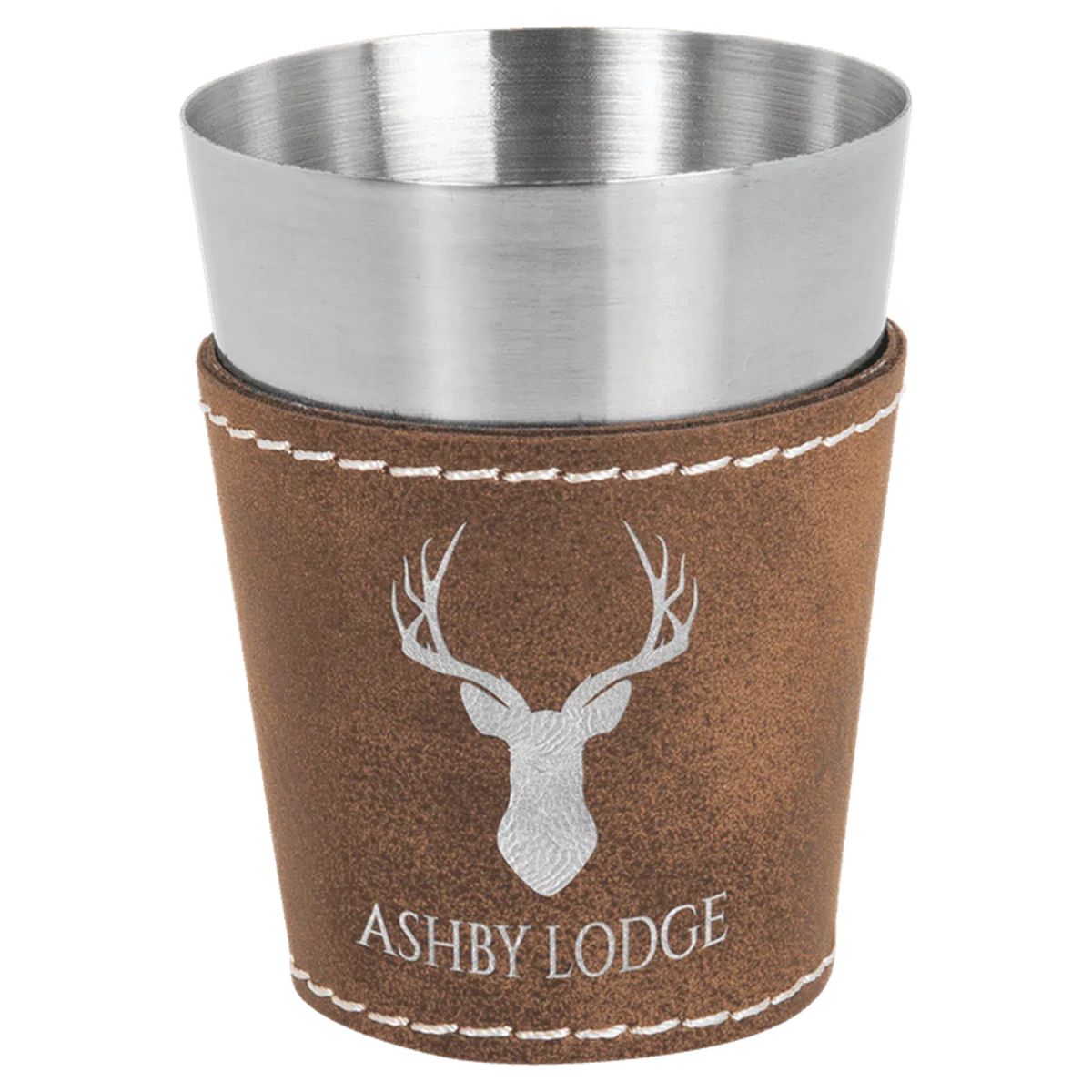 Personalized Shot Glasses with Leatherette Wrap Rustic/Silver