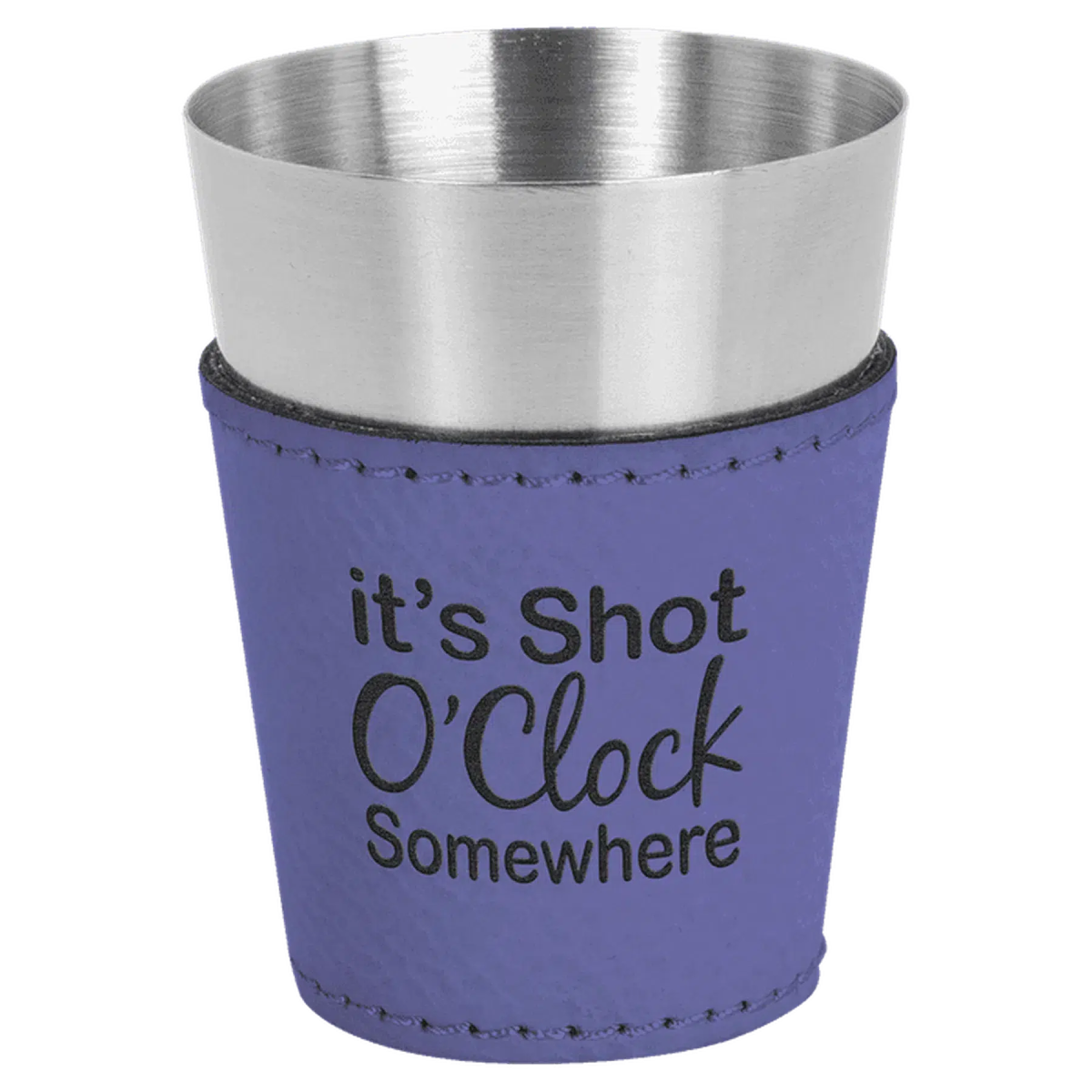 Personalized Shot Glasses with Leatherette Wrap Purple