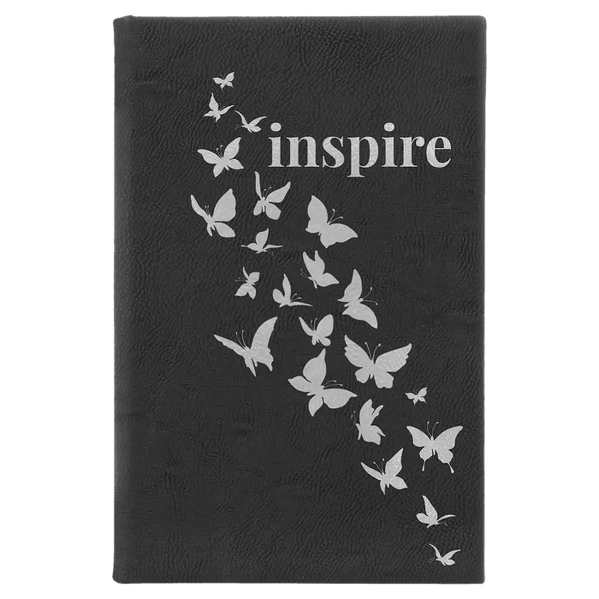 Personalized Sketch Books in Cork & Leatherette - Heavy Weight Paper 5 1/4" x 8 1/4" / Black/Silver / Leatherette