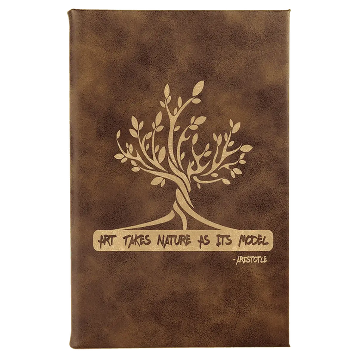 Personalized Sketch Books in Cork & Leatherette - Heavy Weight Paper 5 1/4" x 8 1/4" / Rustic/Gold / Leatherette