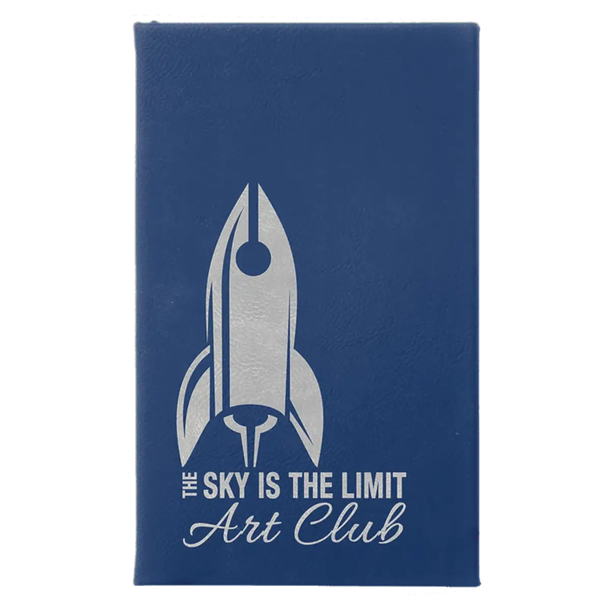 Personalized Sketch Books in Cork & Leatherette - Heavy Weight Paper 5 1/4" x 8 1/4" / Blue/Silver / Leatherette