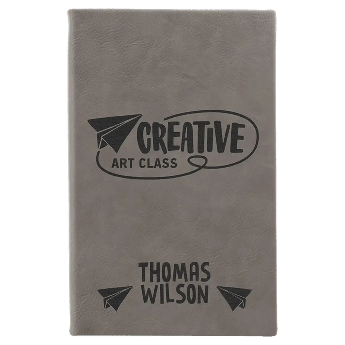 Personalized Sketch Books in Cork & Leatherette - Heavy Weight Paper 5 1/4" x 8 1/4" / Gray / Leatherette