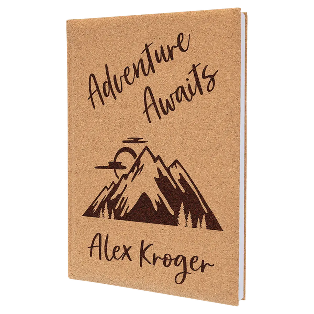 Personalized Sketch Books in Cork & Leatherette - Heavy Weight Paper 5 1/4" x 8 1/4" / Black/Silver / Leatherette